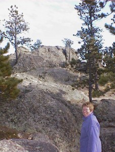 Teresa well wrapped up near the Needles Highway