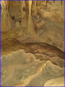 Water pools in the cave