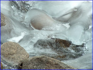 The frozen creek below Boulder Falls