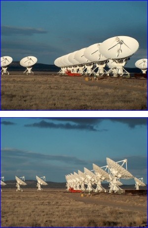 The antennae of the VLA, in motion